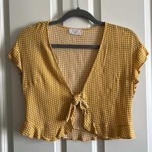 Checkered Front Tie Top